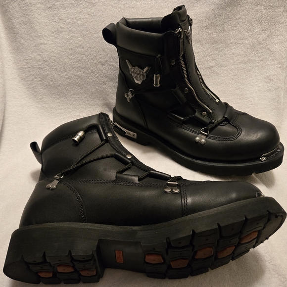 Harley-Davidson Brake Light Mens Black Motorcycle Boots D91680 Size 12 - Picture 3 of 10
